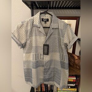 Eighty Eight Men's Casual Shirt - Navy and White